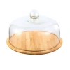 Creative transparent dust-proof cake glass cover, food cover, cake plate, dessert table, pastry glass cover with bamboo and wood tray Item Picture